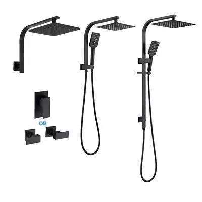 Decaura Square Rain Shower Head Set Matte Black Bathroom Wall Tapware Mixer Taps • $149.99