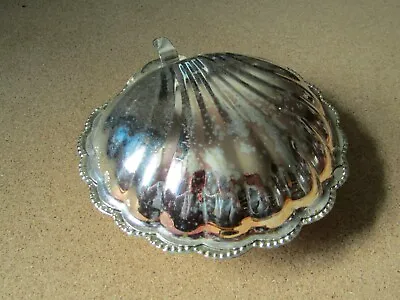 £7 • Buy Vintage Clam Shell Butter Dish With Glass Inner Bowl, Top Is Tarnished 