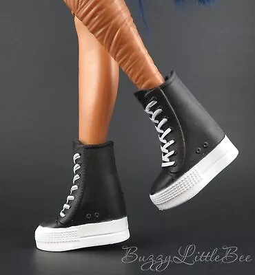 Black High Top Shoes Sneakers For G3 Monster High Dolls • $18.99