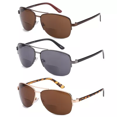 £9.92 • Buy Bifocal Reading Glasses Metal Sunglasses Mens Womens Outdoors Readers 1.0 ~ 3.5