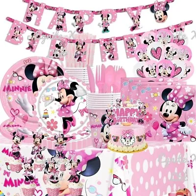 Minnie Mouse Girls Birthday Decorations Tableware Party Supplies Balloons Banner • £4.99