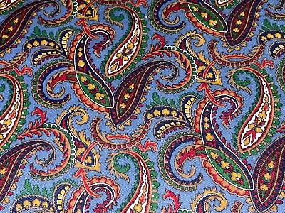 1/2 Yd Vintage Blue Paisley Floral Print BTHY Cotton Fabric By Cranston Print • $4.29