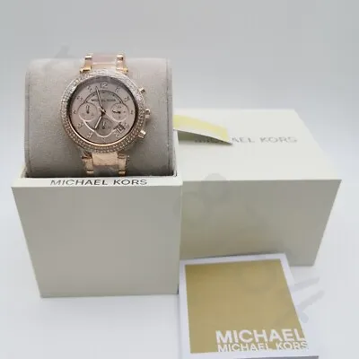 $113 • Buy Michael Kors MK5896 Parker Blush Dial Rose Gold Tone Blush Acetate Women's Watch