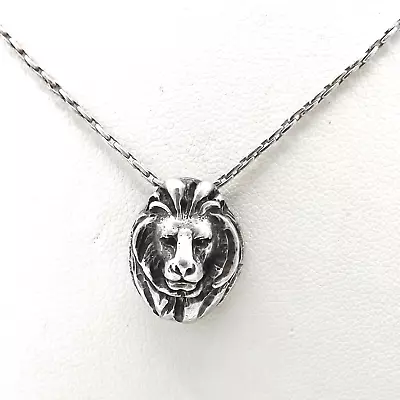 Sterling Silver Lion King Of The Jungle Head Pendant Necklace Vintage 8gr 18in • $56.05