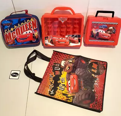 Disney Pixar Cars Lunch Box Bag + Case For Diecast Cars Lot X4 Lightning McQueen • $47.98