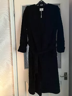  *:*\ Lovely Ladies Hooded Black Velour Feel Dressing Gown Tu Size M • £11