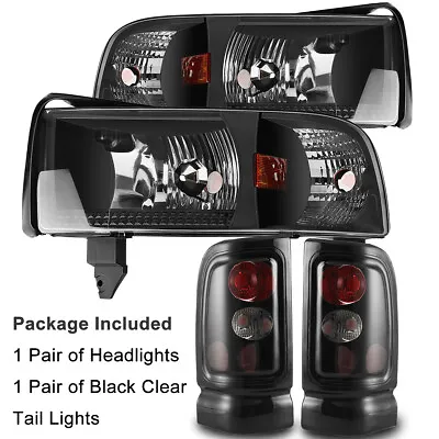 94-01 For Dodge Ram 1500 2500 3500 Black Headlights Corner & Tail Lights Smoke  • $145.99