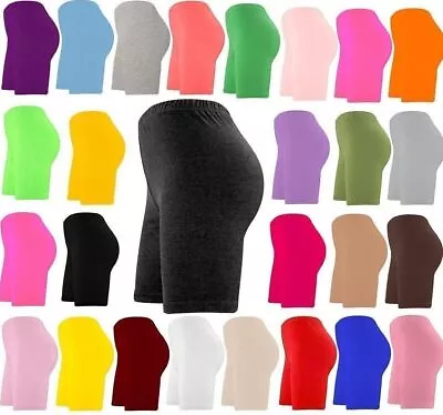 Womens Ladies Cycling Shorts 1/2 Length Over Knee Cotton Leggings Breathable • £3.95
