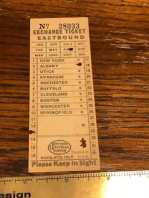 Vintage New York Central Railroad Train Exchange Ticket • $7.50