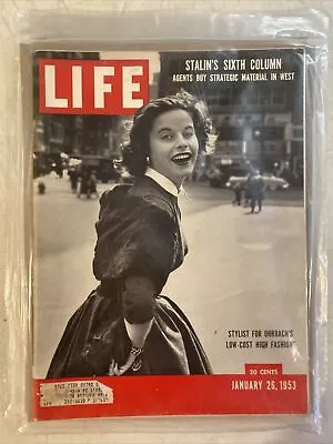 Vintage LIFE Magazine Issue January 26 1953 Sigrid Soelter Ohrbach’s Fashions • $8