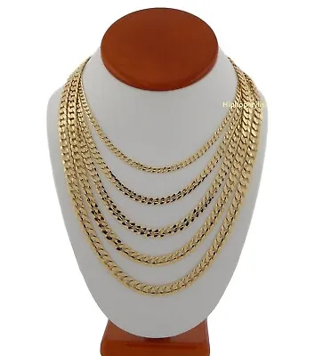 Mens Italian Cuban Link Chain 14k Gold Plated 20  22  24  30  Concave Necklace • $13.99