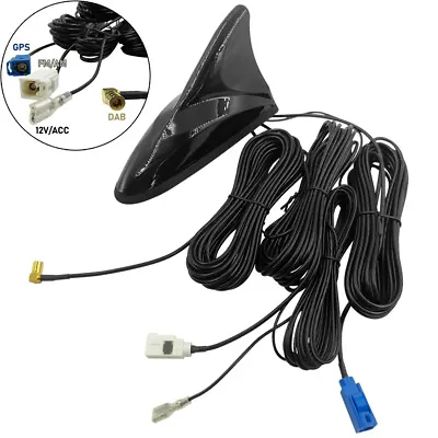 FM DAB GPS Aerial Shark Fin Fakra SMB GT5 Antenna 3In1 Car Radio Roof Mount 5m • £32.45
