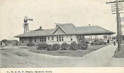 Postcard Iowa Spencer C.M.St. P Railroad Depot C-1910 23-7787 • $12.99