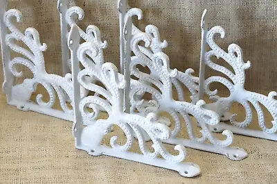 8 Cast Iron Octopus Brackets Nautical Garden Braces Shelf Corbels Ocean White • $44.99