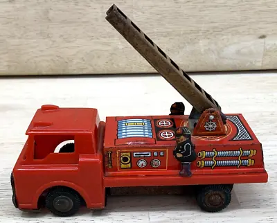 Rare Japan/Japanese Friction Tin Toy Fire Truck 6.5  Vintage Antique • $27.95