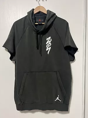 Vintage Jordan Jumpman Men's Pull Over Short Sleeve Hoodie Size XL Black Fade • $21.62