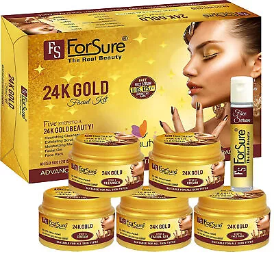 ForSure The Real Beauty 24K Gold Facial Kit 300gm Free Serum For Women And Girls • £45.20