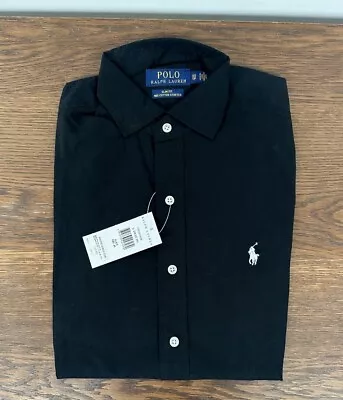 Polo Ralph Lauren SL PPC Poplin LS Black Stretch Cotton Slim Fit Poplin Shirt XS • £0.99