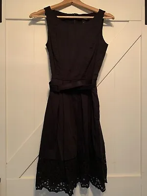 $13.90 • Buy White House Black Market Dress Size 2-all Black With Lace Detail At The Bottom 