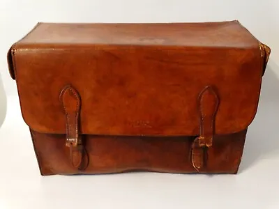 Antique  Leather Hard Side Case Box Bag Reid Maker Ponca City OK Pannier • $249