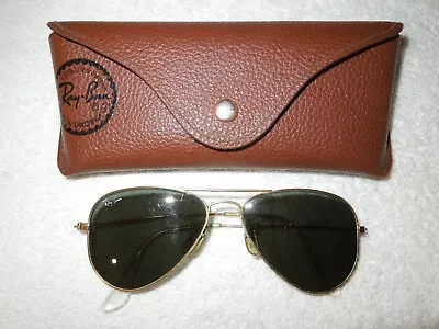 $98 • Buy B&L Ray Ban 52mm Gold Aviator Sunglasses + Ray Ban Case