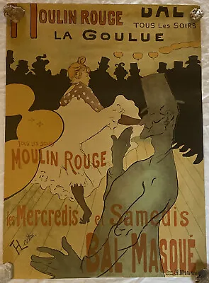 Moulin Rouge La Goulue Theatre Poster Vintage 33”x24” • $100