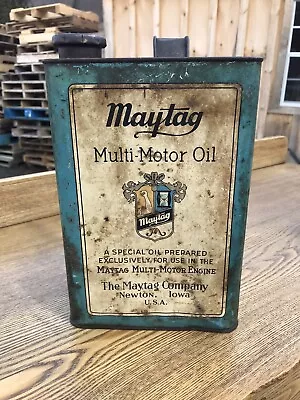 Maytag Advertising Multi-Motor Metal Oil Tin Can 1 Gallon – Newton Iowa USA VTG • $71.99