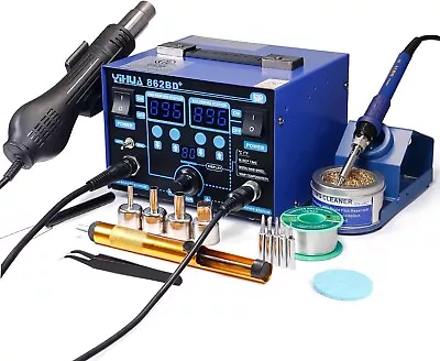 862BD+ SMD ESD Safe 2 In 1 Soldering Iron Hot Air Rework Station °F /°C • $119.95
