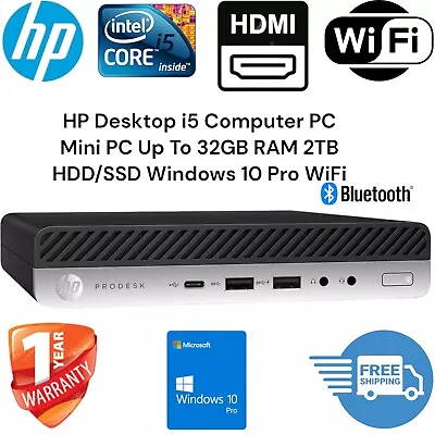 HP Desktop I5 Computer Mini PC Up To 32GB RAM 2TB HDD/SSD Windows 10 Pro WiFi BT • $290