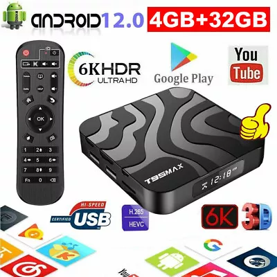 Smart Android 12.0 TV Box Dual WiFi 3D 6K UHD Quadcore Streaming Media Player US • $39.99