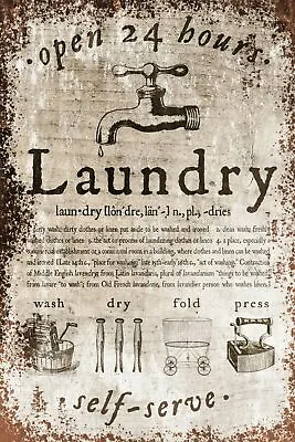 £3.49 • Buy Laundry Advert Retro Vintage Style Metal Sign, Plaque, Bathroom, Home