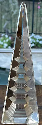 Vintage Hoya Tokyo Reverse Cut Crystal Obelisk Prism Japanese Pagoda Sculpture • $49