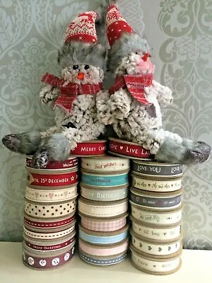 East Of India 3 Metre Rolls Of Ribbon All Designs Xmas Mr Mrs Heart Love Robin • £3.29