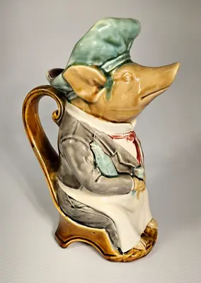 Antique Made In FRENCH Hand Painted  Ceramic Pig Waiter Pitcher Jug By ONNAING • $129