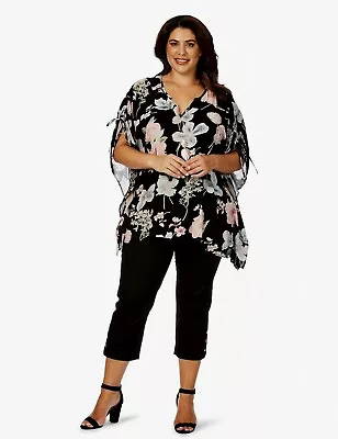 Kaftan Top PLUS Size M/L 20 22 24 Beme Top Black Pink Viscose Elbow Sleeve R$90 • $34.99