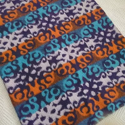 Vintage Retro Orange Purple Blue Aztec Single Warm Winter Blanket 60s 70s 80s • £25