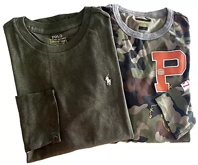 Boys Ralph Lauren T Shirt Pack Long  Sleeve 2 Pack Size Large RRP £55.00 • £18.99