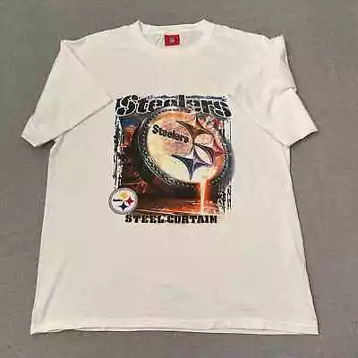 Pittsburgh Steelers T-Shirt Mens XL White Steel Curtain Graphic NFL Football • $16.99