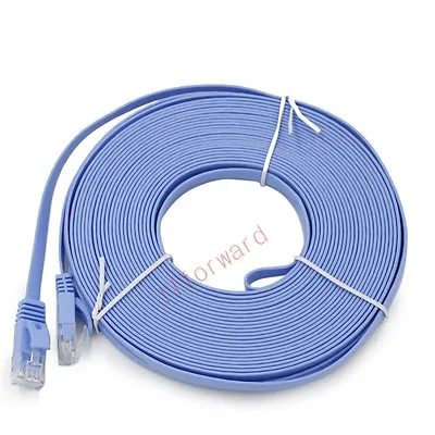 15M 49FT Cat 6 Ultra-Thin Flat RJ45 Ethernet Internet Network Lan DSL Xbox Cable • $13.98