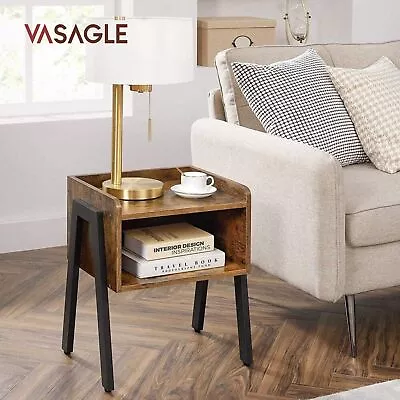 Vasagle Wooden Bedside Side Table Bedroom Nightstand Rustic Brown And Black • $83.95