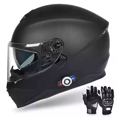 DOT Motorcycle Helmet Full Face With Bluetooth Headset Intercom + Gloves • $105.95