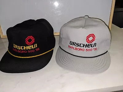 Vintage Lot Of 2 Marlboro 500 Strapback Hat 80s 90s VTG Racing Tobacciana • $39.94