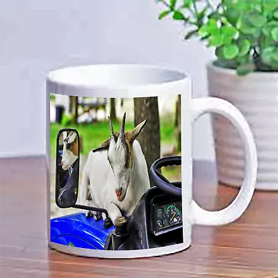 Custom Billy Funny Goat Tractor Farm Country Ceramic Goats Coffee Cup Mug Gift • $22.50