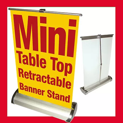 CUSTOM Mini  Table Top Retractable Banner Stand 11.5x16.5 With Printed Banner • $99