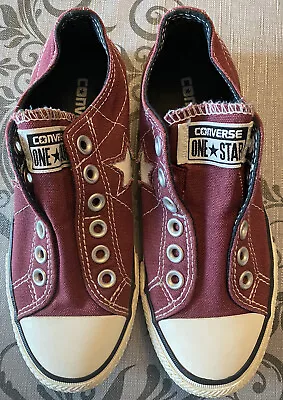 £15.50 • Buy Converse One Star Womens Size 3.5 Burgundy Slip Ons No Laces