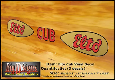 1930's Evinrude Elto Cub Vinyl Decal Set - Elto @ 3.3  X 1  Ea  Cub @ 1.7 X 0.6' • $10.59