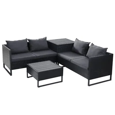 $756.95 • Buy Gardeon Outdoor Sofa Furniture Garden Couch Lounge Set Wicker Table Chair Black