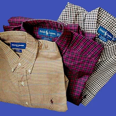 Ralph Lauren Shirt Button Down Blake Herringbone Check Men Size Large Lot Of 2 • $79