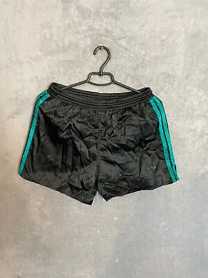 Adidas Vintage Running Shorts Black Green Made In China MEns Size M • $55.25