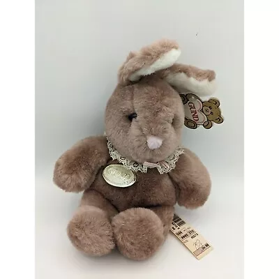 1985 VTG Gund Pudgy Bunny Rabbit Collar Stuffed Animal Plush Ear Filene's Tags • $16.85